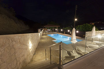 View of Heaven's Edge Pool & Gazebo by night