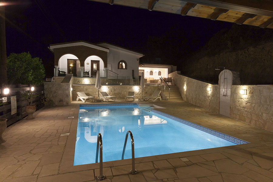 View of Heaven's Edge Pool & Villa by night